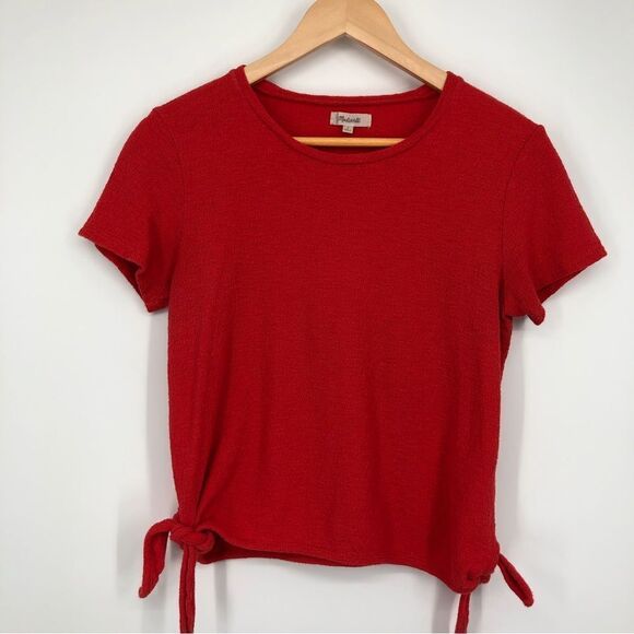 Madewell Texture & Thread Modern Side-Tie Top Womens S Red - Picture 4 of 10